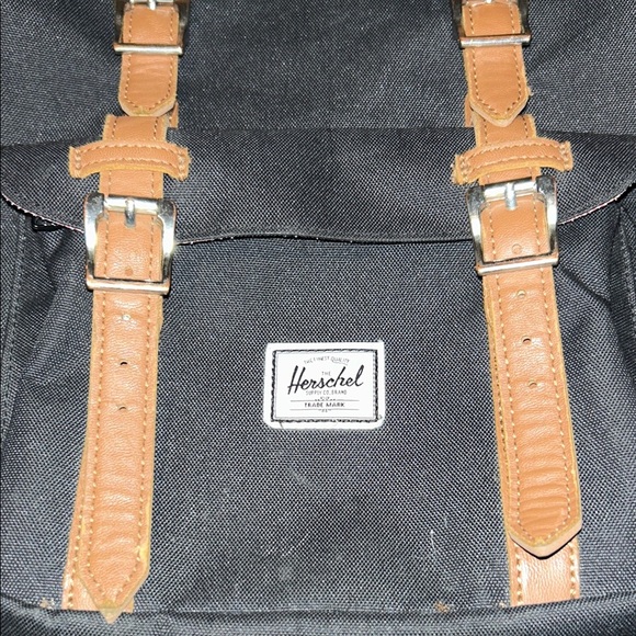 Herschel Supply Company Black Backpack with Tan Straps - Picture 2 of 8